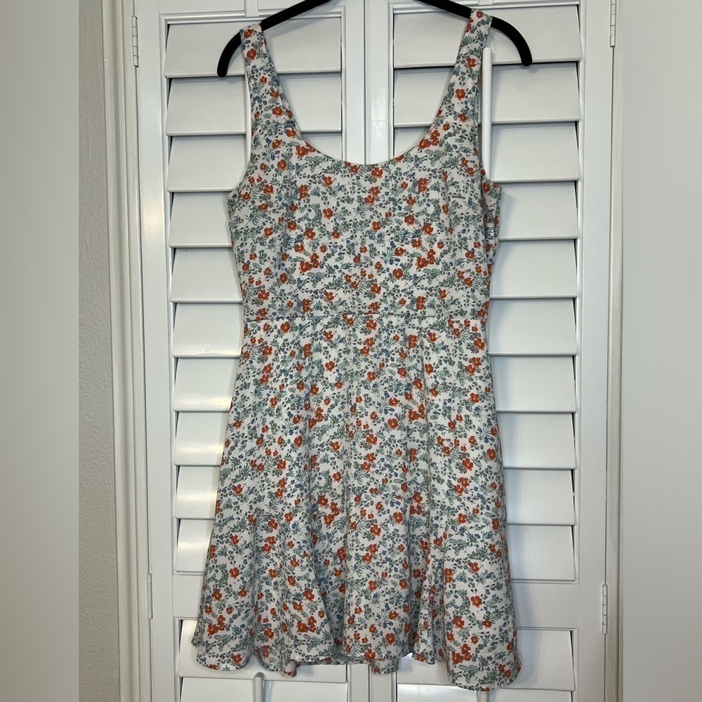 Trixxi Floral Tank Dress Medium Flowy Lined Back Zipper Spring Summer